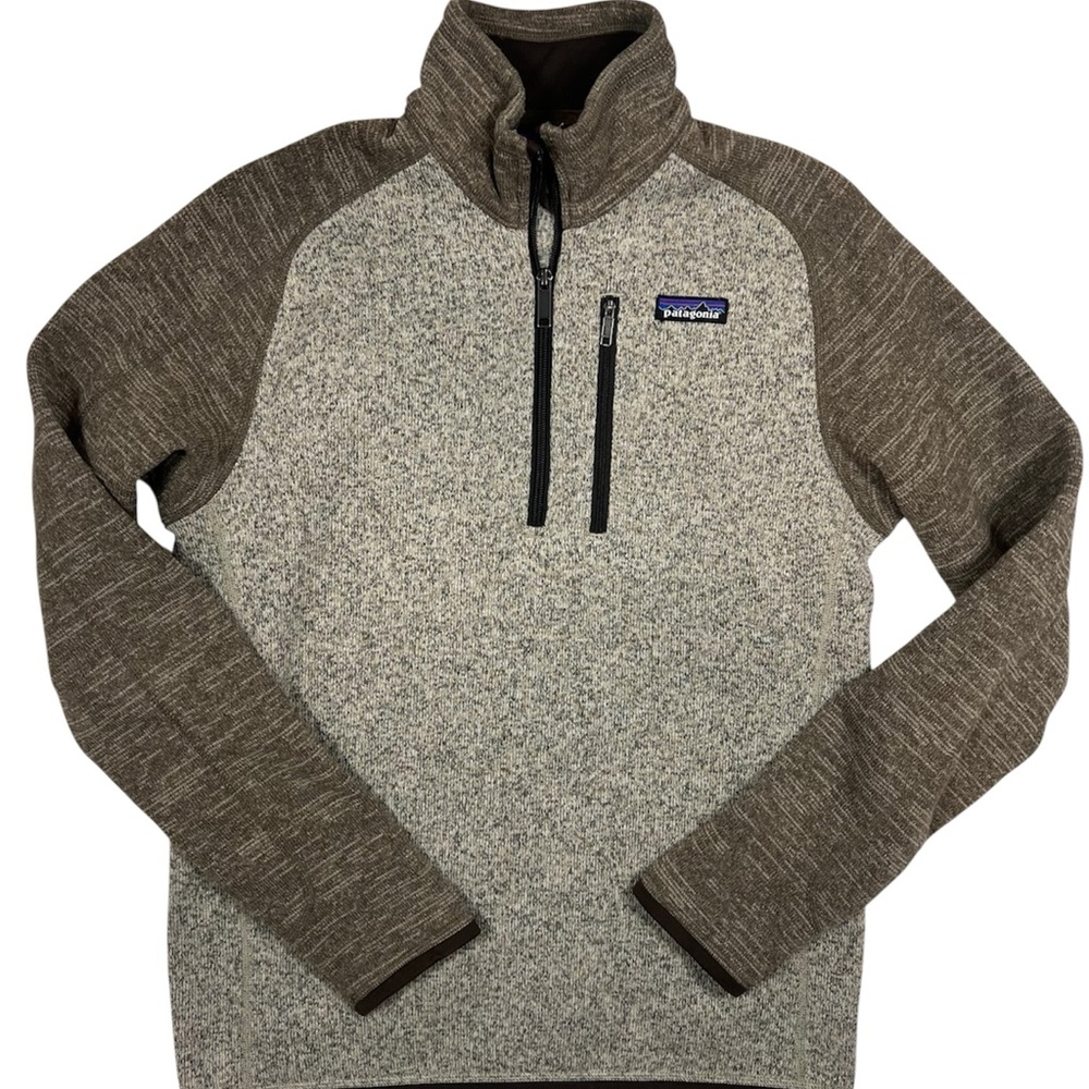 Patagonia Two-Tone Brown and Cream 1/4 Zip-Up Sweater size Small